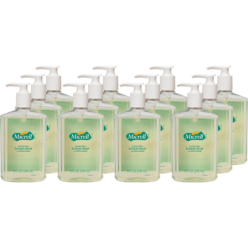 Micrell Antibacterial Lotion Soap Citrus Scent - 8 fl oz - Pump Bottle Dispenser - Kill Germs, Grease Remover - Hand - Anti-irritant, Bio-based - 12 / Carton (975212CT)
