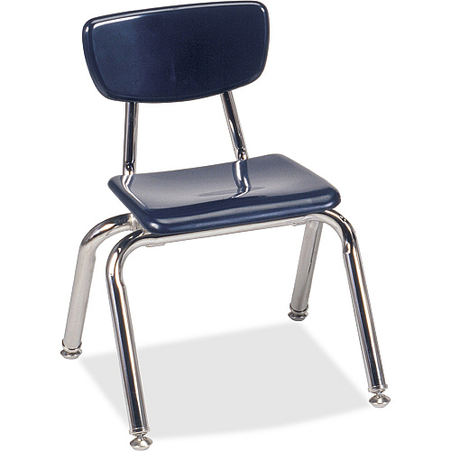 Virco 3012 Stack Chair Navy Seat Color - Plastic Seat Material - Chrome Frame Color - 4 / Carton (3012C51)