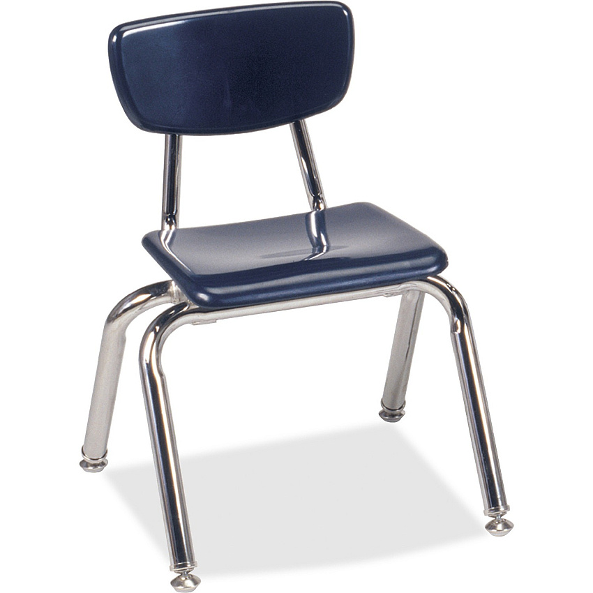 Virco 3012 Stack Chair Navy Seat Color - Plastic Seat Material - Chrome Frame Color - 4 / Carton (3012C51)