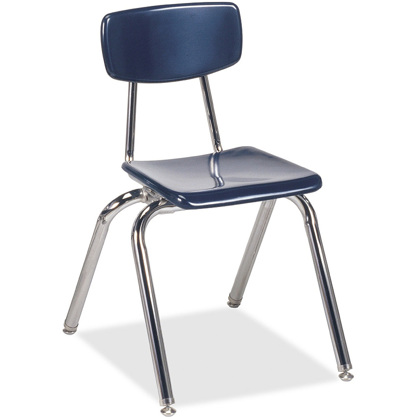 Virco 3016 Stack Chair Navy Seat Color - Plastic Seat Material - Chrome Frame Color - 4 / Carton (3016C51)