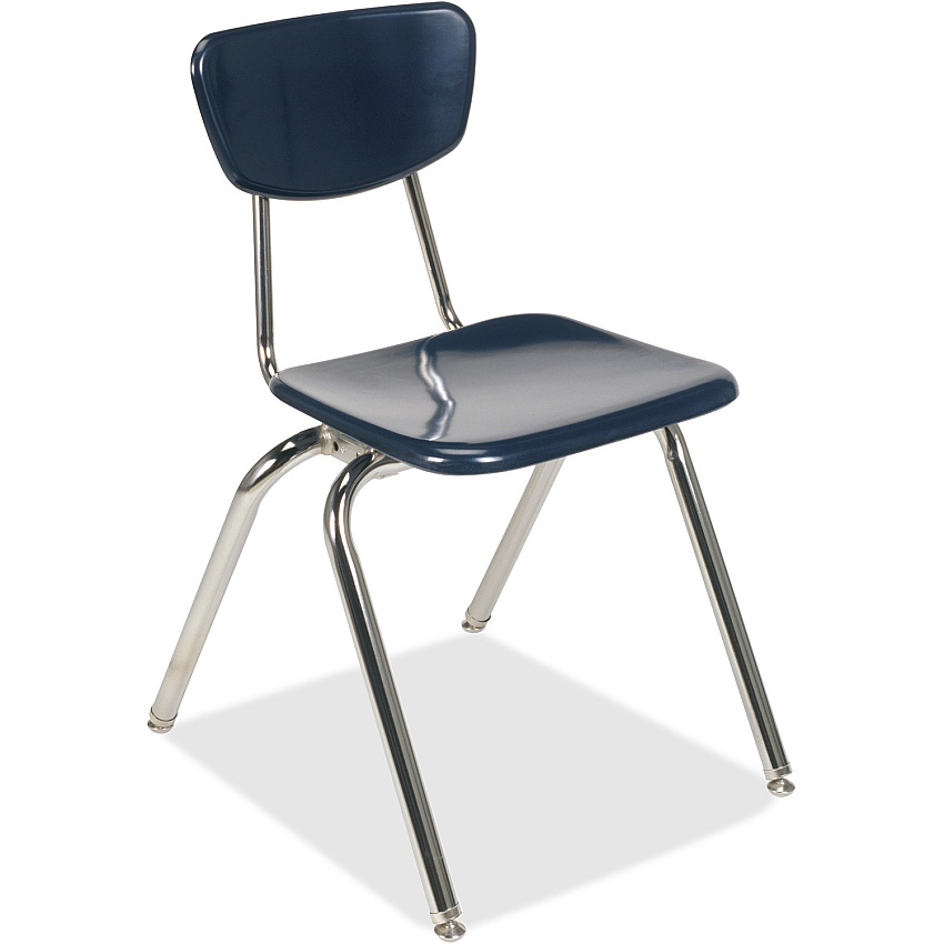 Virco 3018 Stack Chair Navy Seat Color - Plastic Seat Material - Chrome Frame Color - 4 / Carton (3018C51)