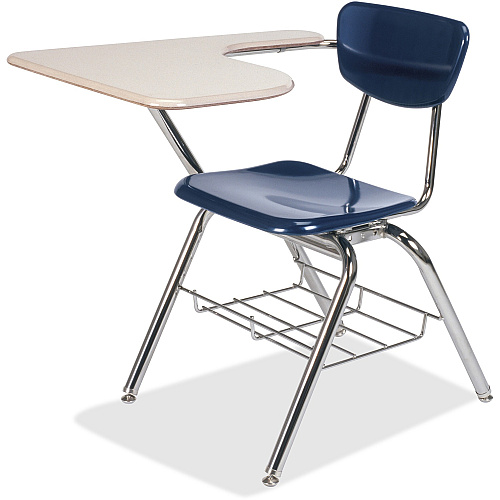 Virco Martest 3700BR Tablet Arm Chair Desk Sandstone Top - Four Leg Base - 28" Table Top Length x 20" Table Top Width - Navy - Plastic Top Material - Steel Frame Material - 2 / Carton (3700BRC5196)