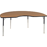 Virco 48KID72 Activity Table Laminated Kidney-shaped Top - Height Adjustable - 22" to 30" Adjustment - 72" Table Top Length x 48" Table Top Width x 1.13" Table Top Thickness - 30" Height - Educational Environment, Training - Assembly Required (48KID72E84)