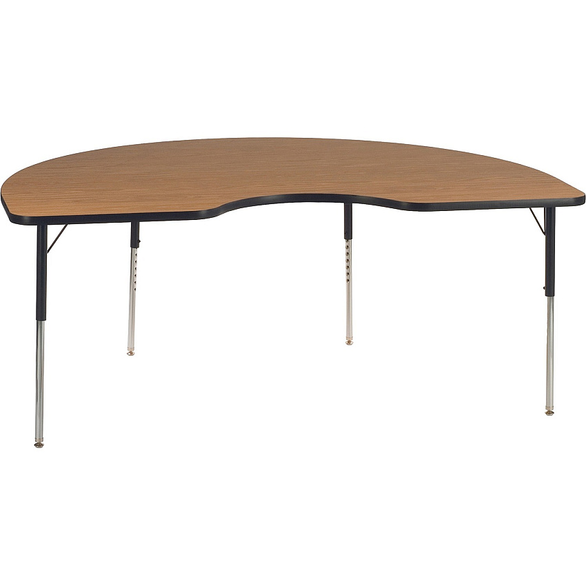 Virco 48KID72 Activity Table Laminated Kidney-shaped Top - Height Adjustable - 22" to 30" Adjustment - 72" Table Top Length x 48" Table Top Width x 1.13" Table Top Thickness - 30" Height - Educational Environment, Training - Assembly Required (48KID72E84)