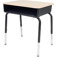 Virco 785 Open Front Student Desk with Book Box Sandstone Rectangle Top - 4 Legs - Height Adjustable - 22" to 30" Adjustment - 24" Table Top Length x 18" Table Top Width - 30" Height - Educational Environment - Assembly Required - Chrome, Lamina (785ME96)