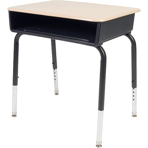 Virco 785 Open Front Student Desk with Book Box Sandstone Rectangle Top - 4 Legs - Height Adjustable - 22" to 30" Adjustment - 24" Table Top Length x 18" Table Top Width - 30" Height - Educational Environment - Assembly Required - Chrome, Lamina (785ME96)