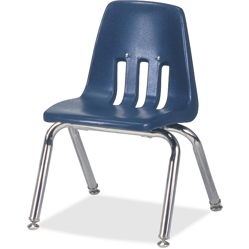 Virco Classic 9012 Stack Chair Navy Seat Color - Plastic Seat Material - Chrome Frame Color - 4 / Carton (9012C51)