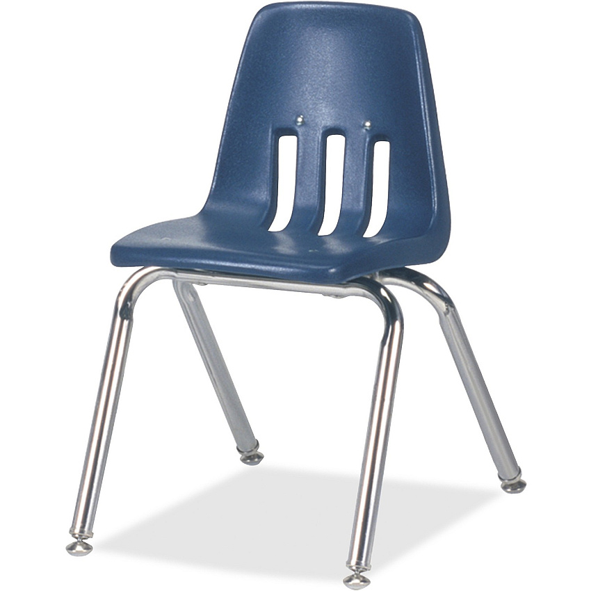 Virco Classic 9014 Stack Chair Navy Seat Color - Plastic Seat Material - Chrome Frame Color - 4 / Carton (9014C51)