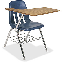 Virco 9000 Classic 9700BR Tablet-Arm Chair Desk Laminated, Medium Oak Top - 4 Legs - 25" Table Top Length x 20" Table Top Width - 30.50" Height x 21" Width x 31" Depth - Navy - 2 / Carton (9700BRC5184)