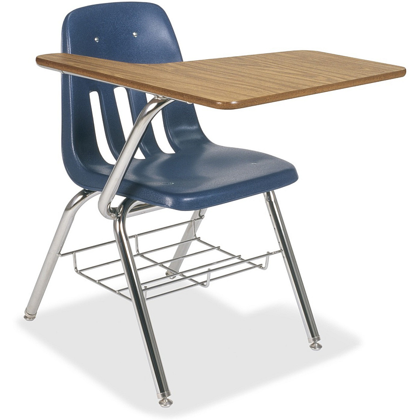 Virco 9000 Classic 9700BR Tablet-Arm Chair Desk Laminated, Medium Oak Top - 4 Legs - 25" Table Top Length x 20" Table Top Width - 30.50" Height x 21" Width x 31" Depth - Navy - 2 / Carton (9700BRC5184)
