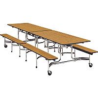 Virco MTB172912 Mobile Bench Table Laminated, Medium Oak Top - 12 ft Table Top Length x 30" Table Top Width - 29" Height - 1 Each (MTB172912C84)