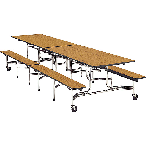 Virco MTB172912 Mobile Bench Table Laminated, Medium Oak Top - 12 ft Table Top Length x 30" Table Top Width - 29" Height - 1 Each (MTB172912C84)