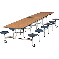 Virco MTS17291212 Mobile Stool Table Laminated Rectangle, Medium Oak Top - 12 ft Table Top Length x 30" Table Top Width x 0.75" Table Top Thickness - 29" Height - Assembly Required - Navy - 1 Each (S172912C5184)