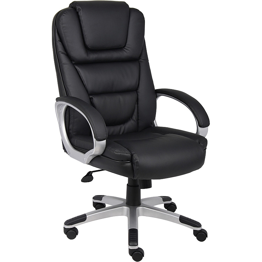 Boss High Back Executive Chair Black Seat Color - LeatherPlus Seat Material - Black, Gray Frame Color - Nylon Frame Material - 5-star Base - 1 Each (VSBO8601)