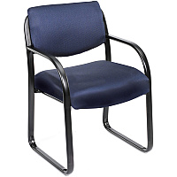 Boss Guest Chair Blue Seat Color - Fabric Seat Material - Black Frame Color - Metal Frame Material - Sled Base - 1 Each (VSBO9521BE)
