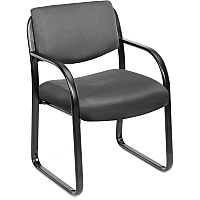 Boss Guest Chair Gray Seat Color - Fabric Seat Material - Black Frame Color - Metal Frame Material - Sled Base - 1 Each (VSBO9521GY)