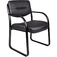 Boss Guest Chair Black Seat Color - LeatherPlus Seat Material - Black Frame Color - Steel Frame Material - Sled Base - 1 Each (VSBO9529)