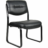 Boss Guest Chair Black Seat Color - LeatherPlus Seat Material - Black Frame Color - Steel Frame Material - Sled Base - 1 Each (VSBO9539)