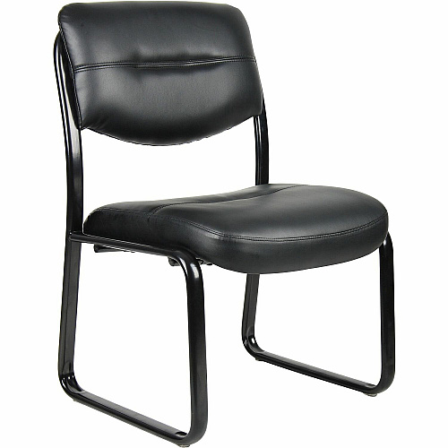Boss Guest Chair Black Seat Color - LeatherPlus Seat Material - Black Frame Color - Steel Frame Material - Sled Base - 1 Each (VSBO9539)