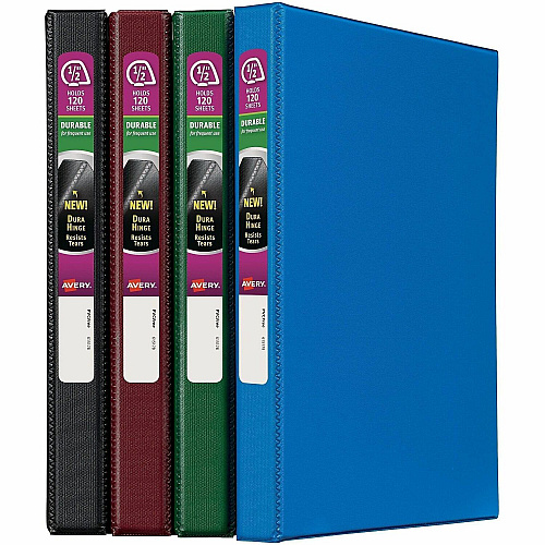 Avery&reg; Durable Binder 1/2" Binder Capacity - Letter - 8 1/2" x 11" Sheet Size - 135 Sheet Capacity - Fastener: Slant Ring - Pocket: 2 - Polypropylene - Blue, Maroon - Pocket, Durable, Long Lasting, Tear Resistant, Split Resistant, Sturdy - 1 C (11058)