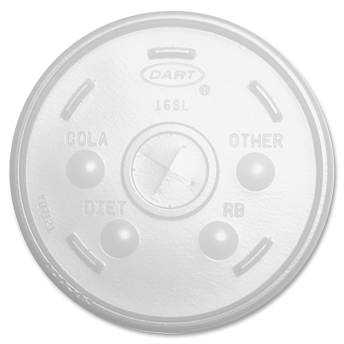 Dart Translucent Slotted Foam Cup Lids 3.8" Diameter - High Impact Polystyrene (HIPS) - Translucent - 100 / Pack (16SL)