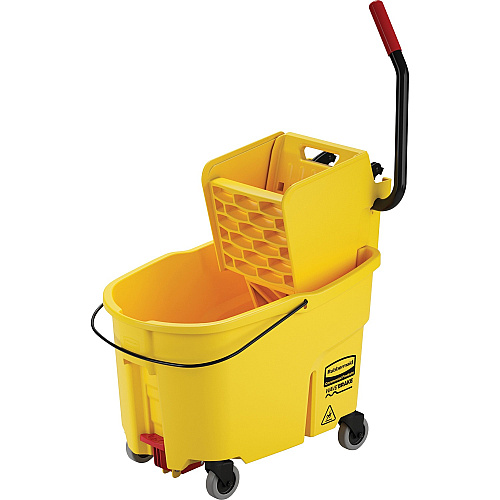 Rubbermaid Commercial Wavebreak 44-Quart Side Press Mopping System Plastic, Steel - 17" Width x 24" Depth x 38" Height - Yellow - 1 Each (618688YEL)