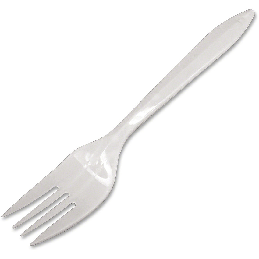 Dart Style Setter Medium-weight Plastic Cutlery Fork - Disposable - White - 1000 / Carton (F6BW)