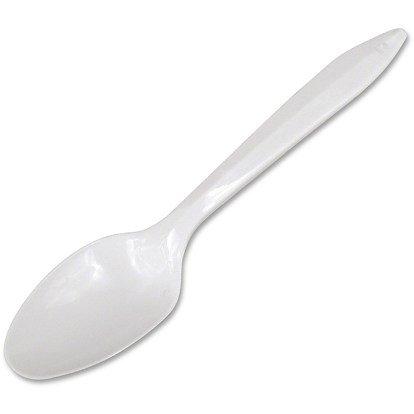 Dart Style Setter Medium-weight Plastic Cutlery Teaspoon - Disposable - White - 1000 / Carton (S6BW)