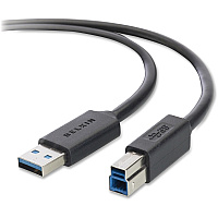 Belkin SuperSpeed USB 3.0 Cable 10 ft USB Data Transfer Cable for Printer, Scanner, Portable Hard Drive, Keyboard - First End: 1 x 9-pin USB 3.0 Type A - Male - Second End: 1 x 9-pin USB 3.0 Type B - Male - Shielding - Black - 1 Each (F3U159B10)