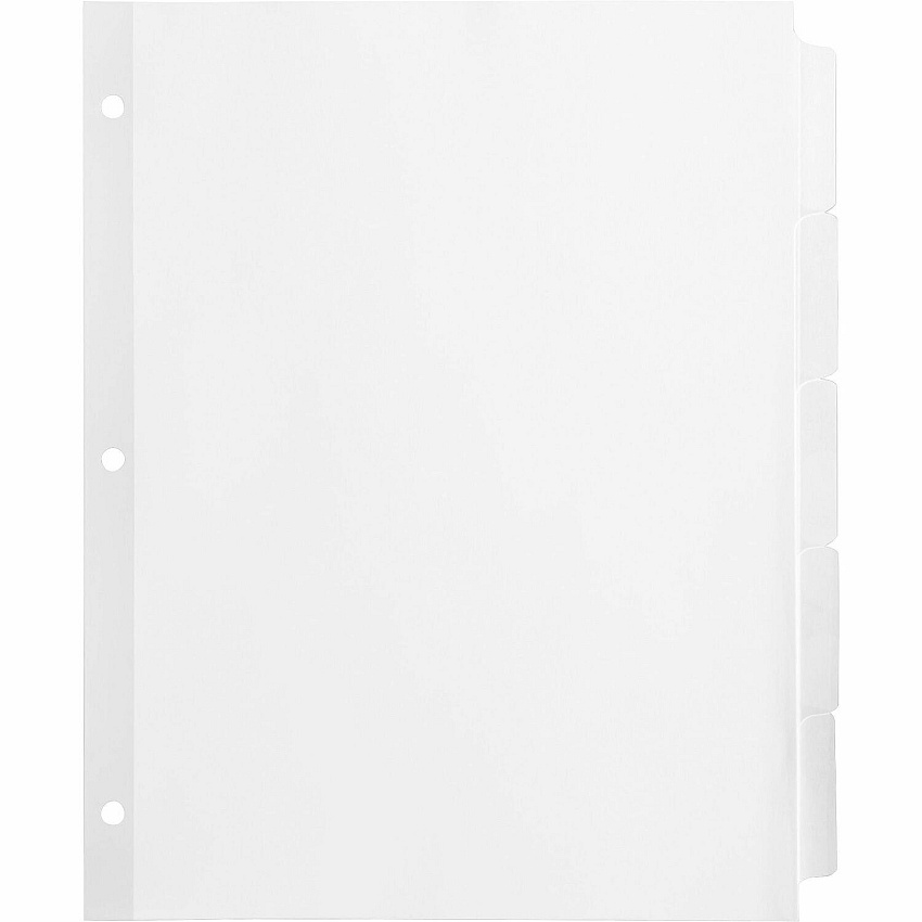 Business Source Reinforced Hole Punched Indexes 5 Write-on Tab(s) - 5 Tab(s)/Set - 3 Hole Punched - White Divider - 100% Recycled - Non-laminated, Mylar Reinforcement - 36 / Box (BSN36683)