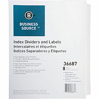 Business Source Punched Laser Index Dividers 8 Blank Tab(s) - 8 Tab(s)/Set - 8.5" Divider Width x 11" Divider Length - Letter - 3 Hole Punched - White Paper Divider - White Tab(s) - 100% Recycled - Mylar Reinforcement, Reinforced, Punched - 25  (BSN36687)