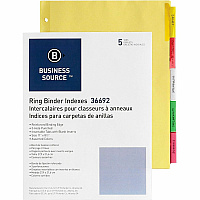 Business Source Insertable Tab Ring Binder Indexes 5 Blank Tab(s) - 2