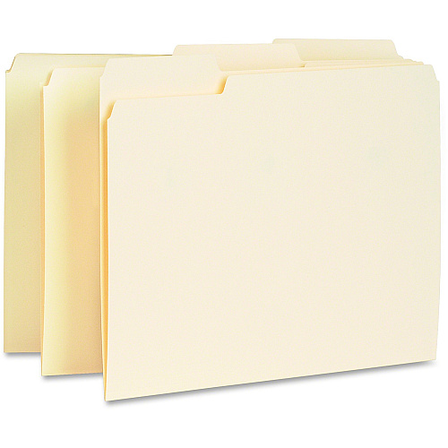 Business Source 1/3 Tab Cut Letter Recycled Top Tab File Folder 8 1/2" x 11" - Top Tab Location - Assorted Tab Position - 11 pt. - Manila - Manila - 10% Recycled - 100 / Box (BSN65775)