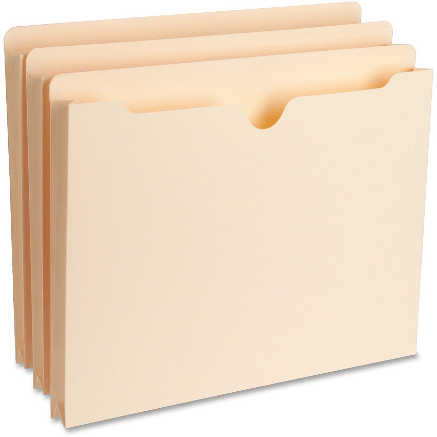 Business Source Straight Tab Cut Letter Recycled File Pocket 8 1/2" x 11" - 1" Expansion - 11 pt. - Manila - Reinforced Tab, Heavyweight Cover - 10% Recycled - 50 / Box (BSN65797)