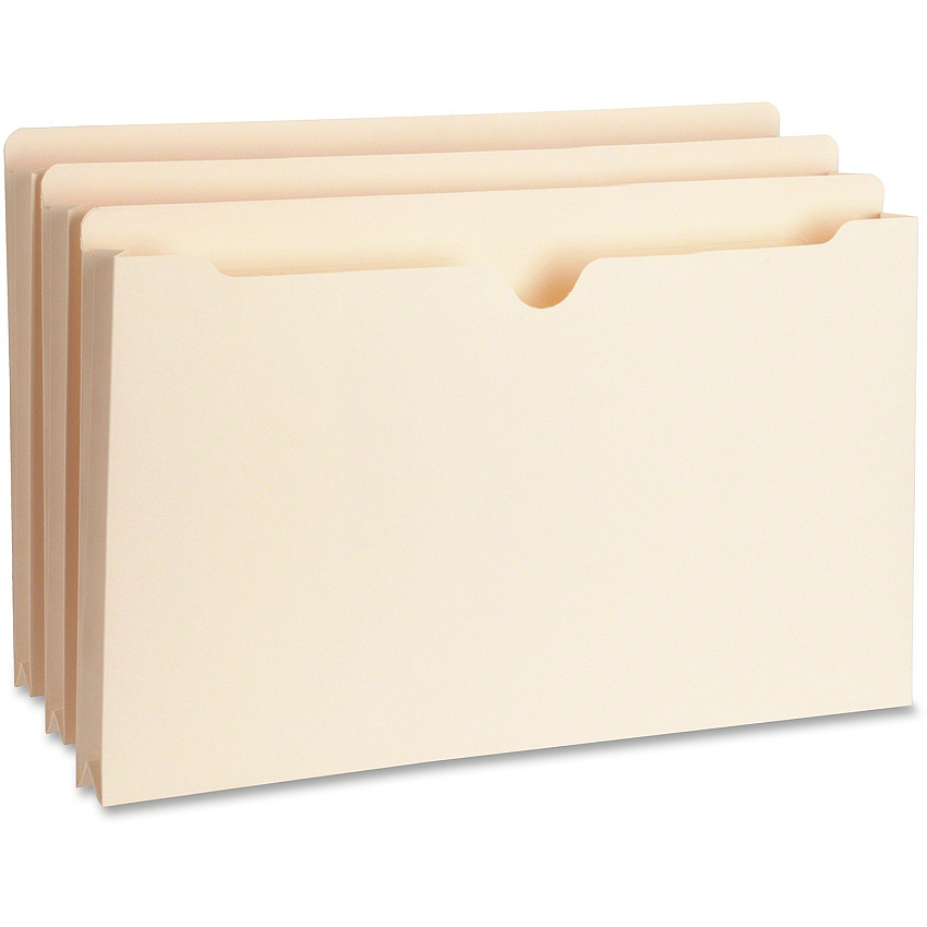 Business Source Straight Tab Cut Legal Recycled File Pocket 8 1/2" x 14" - 1" Expansion - 11 pt. - Manila - Slip Resistant, Reinforced Tab, Heavyweight Cover - 10% Recycled - 50 / Box (BSN65801)