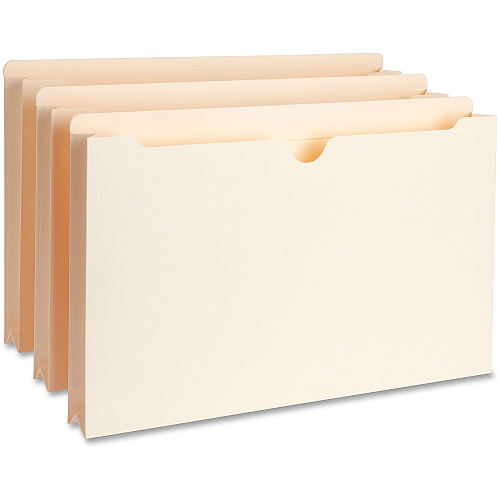 Business Source Straight Tab Cut Legal Recycled File Pocket 8 1/2" x 14" - 1 1/2" Expansion - 11 pt. - Manila - Slip Resistant, Reinforced Tab, Heavyweight Cover - 10% Recycled - 50 / Box (BSN65802)