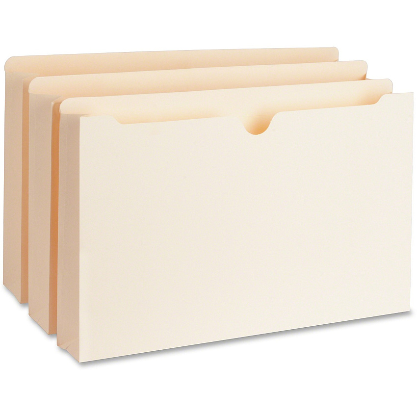 Business Source Straight Tab Cut Legal Recycled File Pocket 8 1/2" x 14" - 2" Expansion - 11 pt. - Manila - Slip Resistant, Reinforced Tab, Heavyweight Cover - 10% Recycled - 50 / Box (BSN65803)