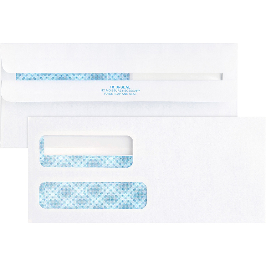 Business Source No. 9 Double Window Invoice Envelopes Double Window - #9 - 8 7/8" Width x 3 7/8" Length - 24 lb - Self-sealing - White - 500 / Box (BSN36681)