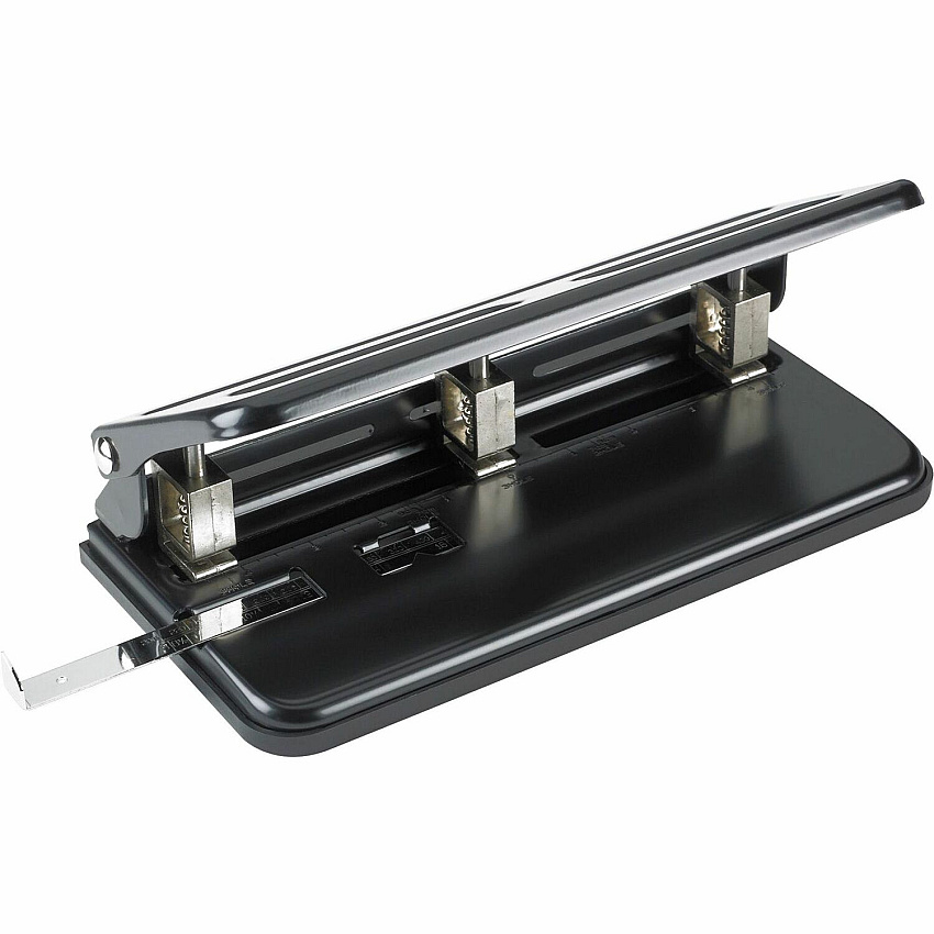 Business Source Heavy-duty 3-hole Punch 3 Punch Head(s) - 30 Sheet of 20lb Paper - 9/32" Punch Size - Steel - Black (BSN65625)