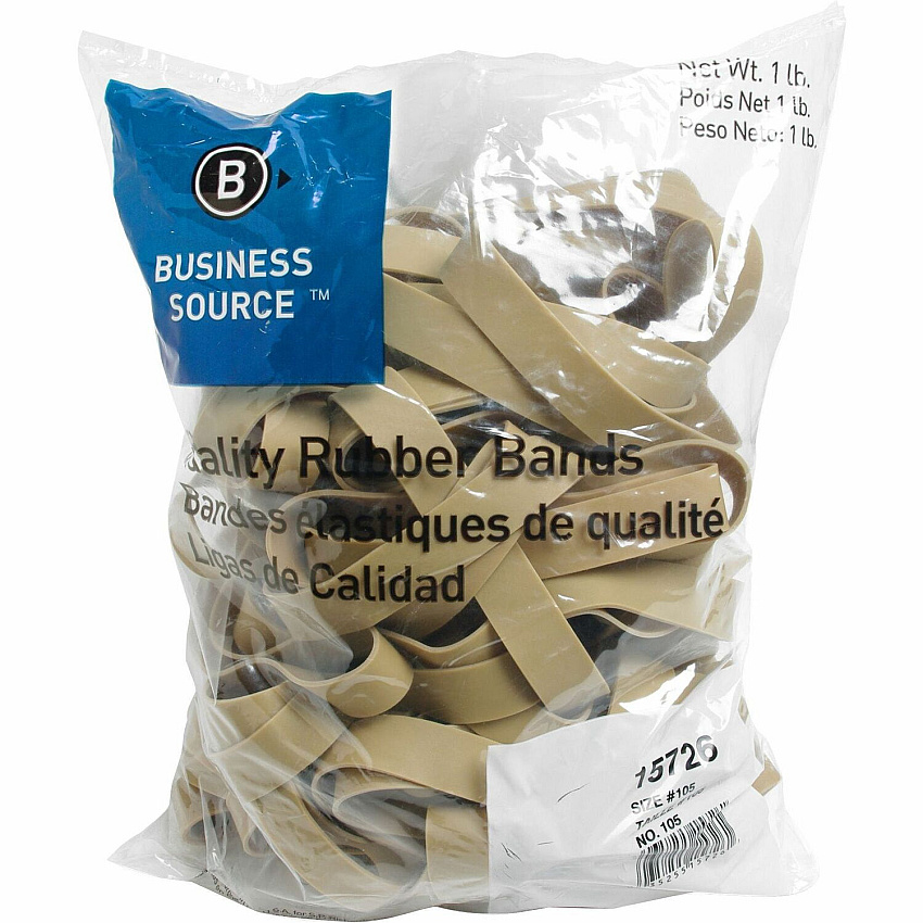Business Source Quality Rubber Bands Size: #105 - 5" Length x 0.6" Width - Sustainable - Rubber - Crepe - 60 / Pack (BSN15726)