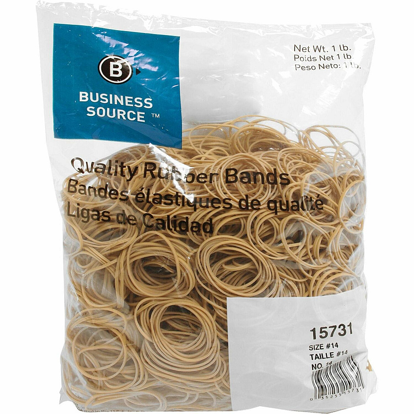 Business Source Quality Rubber Bands Size: #14 - 2" Length x 0.1" Width - Sustainable - Rubber - Crepe - 2250 / Pack (BSN15731)