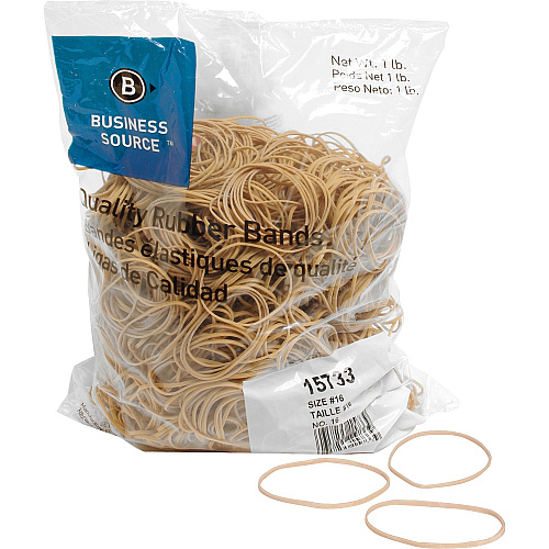Business Source Quality Rubber Bands Size: #16 - 2.5" Length x 0.1" Width - Sustainable - Rubber - Crepe - 1800 / Pack (BSN15733)