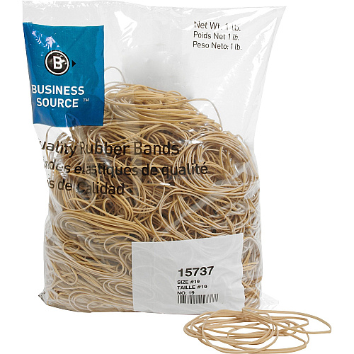 Business Source Quality Rubber Bands Size: #19 - 3.5" Length x 0.1" Width - Sustainable - Rubber - Crepe - 1250 / Pack (BSN15737)