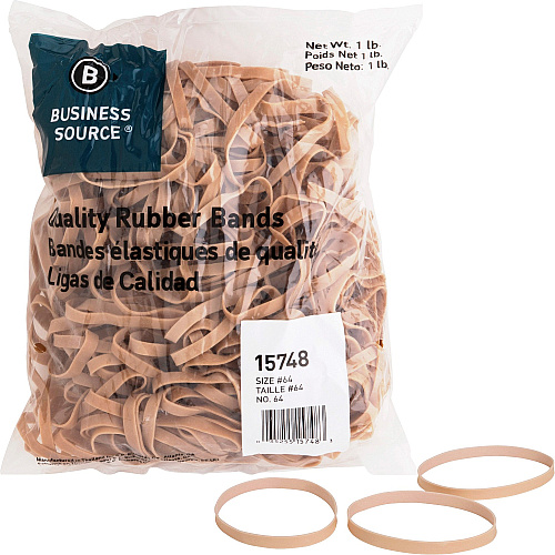 Business Source Quality Rubber Bands Size: #64 - 3.3" Length x 0.3" Width - Sustainable - Rubber - Crepe - 320 / Pack (BSN15748)
