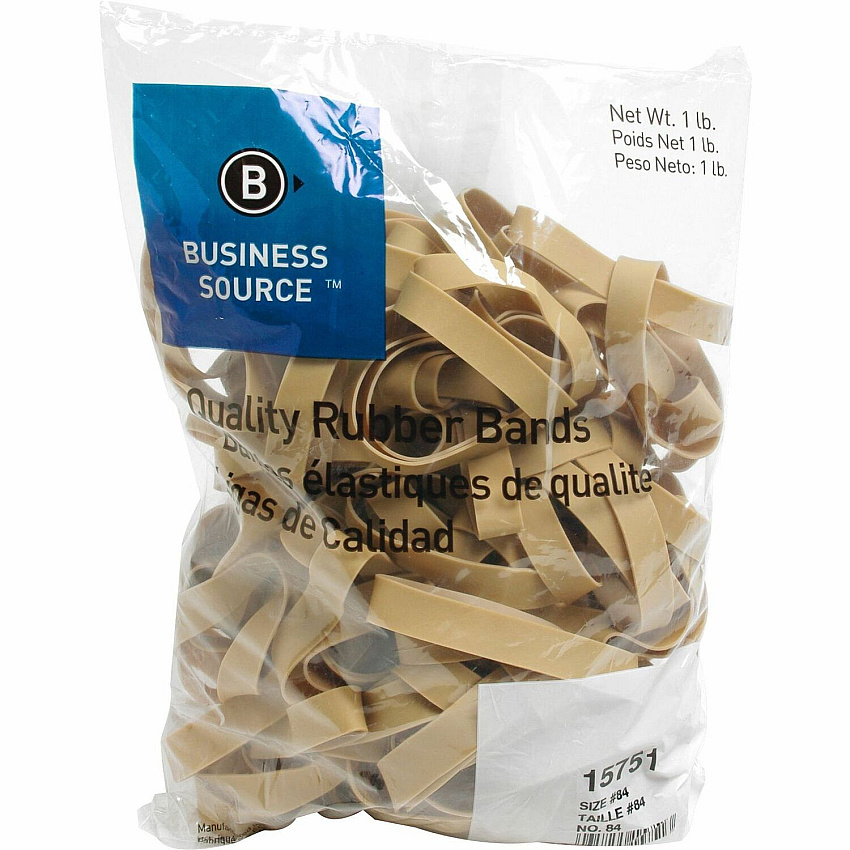 Business Source Quality Rubber Bands Size: #84 - 3.5" Length x 0.5" Width - Sustainable - Rubber - Crepe - 150 / Pack (BSN15751)