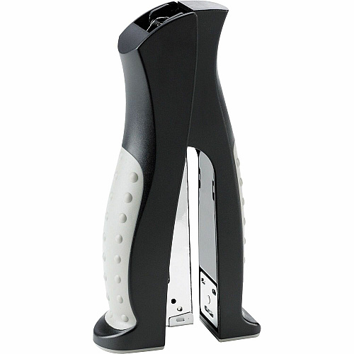 Business Source Full Strip Vertical Desk Stapler Staples Upto 20 Sheet of 80g/m² Paper - Holds Upto 210 Staple - Full Strip - Black, Gray - Metal - 1 Each (BSN65646)