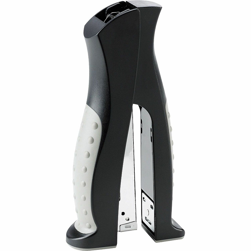 Business Source Full Strip Vertical Desk Stapler Staples Upto 20 Sheet of 80g/m² Paper - Holds Upto 210 Staple - Full Strip - Black, Gray - Metal - 1 Each (BSN65646)