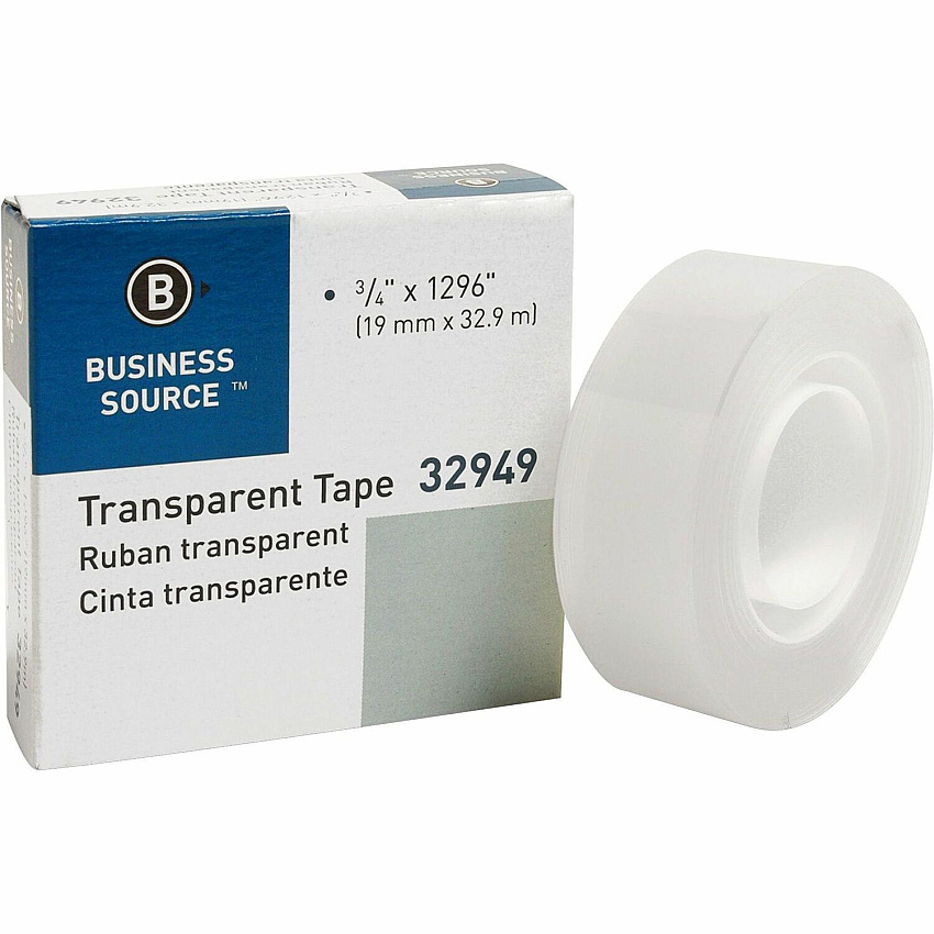 Business Source All-purpose Transparent Tape 36 yd Length x 0.75" Width - 1" Core - Clear - For Sealing, Mending - 1 Roll (BSN32949)