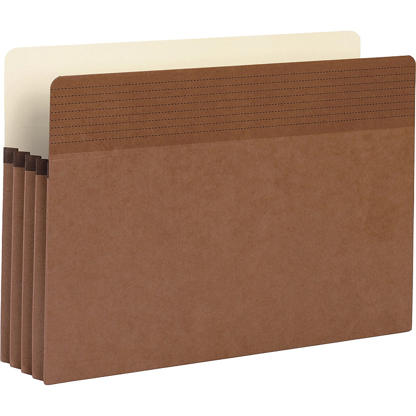 Business Source Straight Tab Cut Legal Recycled File Pocket 8 1/2" x 14" - 3 1/2" Expansion - Redrope - Redrope - Tear Proof, Tyvek Gusset, Reinforced Gusset - 30% Recycled - 25 / Box (BSN65794)