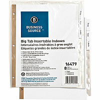 Business Source Tear-resistant Clear Tab Index Dividers 8 Tab(s) - 8.5" Divider Width x 11" Divider Length - Letter - White Divider - Clear Tab(s) - 100% Recycled - Tear Resistant - 8 / Set (BSN16479)